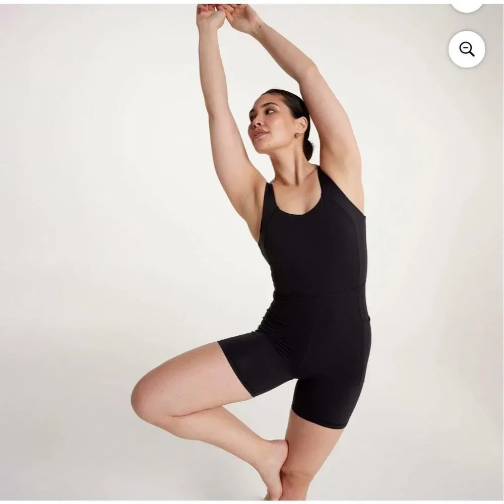 CALIA Womens Inspire Short Stretch Lightweight Bodysuit Pure Black Size M NWT